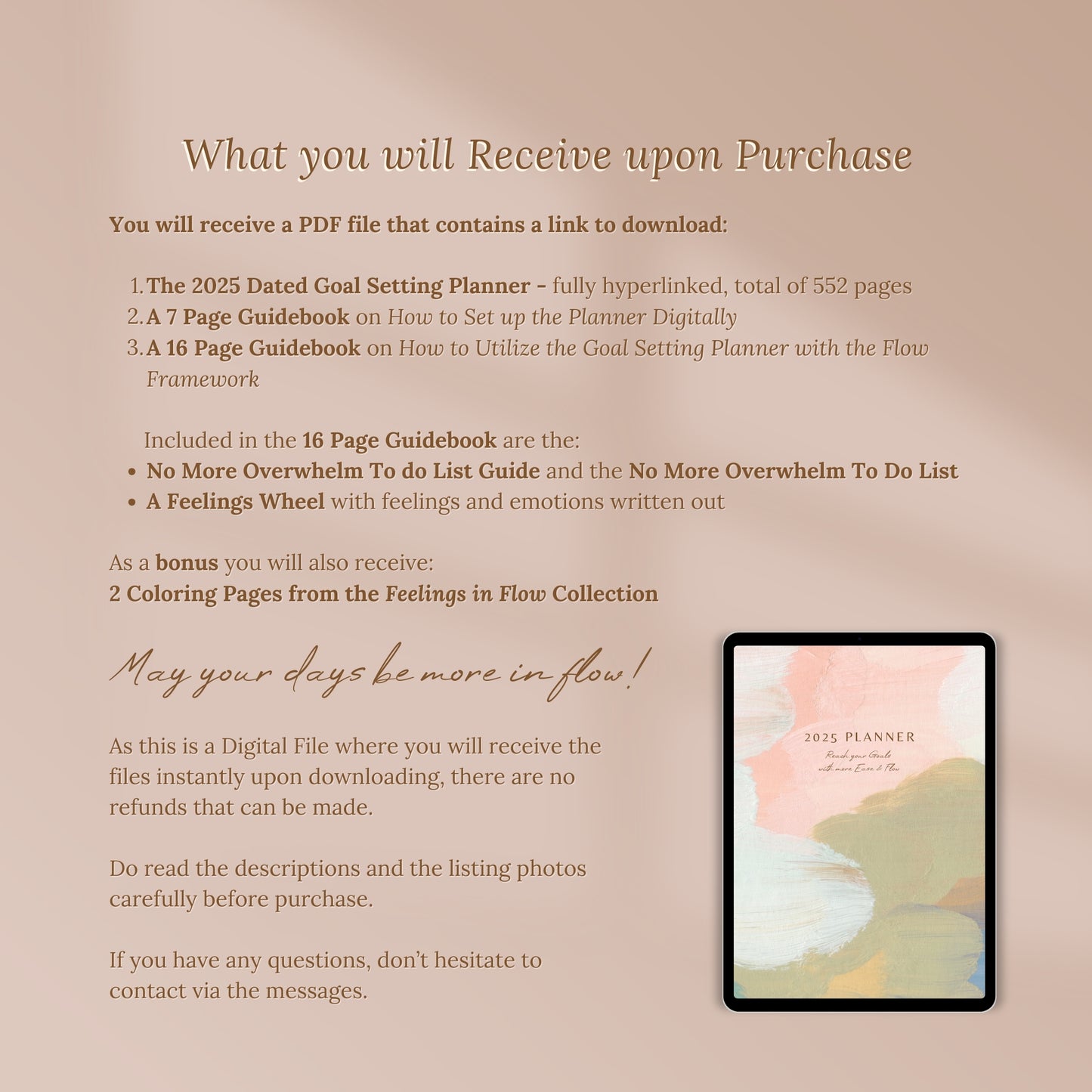 2025 Goals with Flow Digital Planner for iPad with Apple Google Calendar Links - Nature in Bloom Series