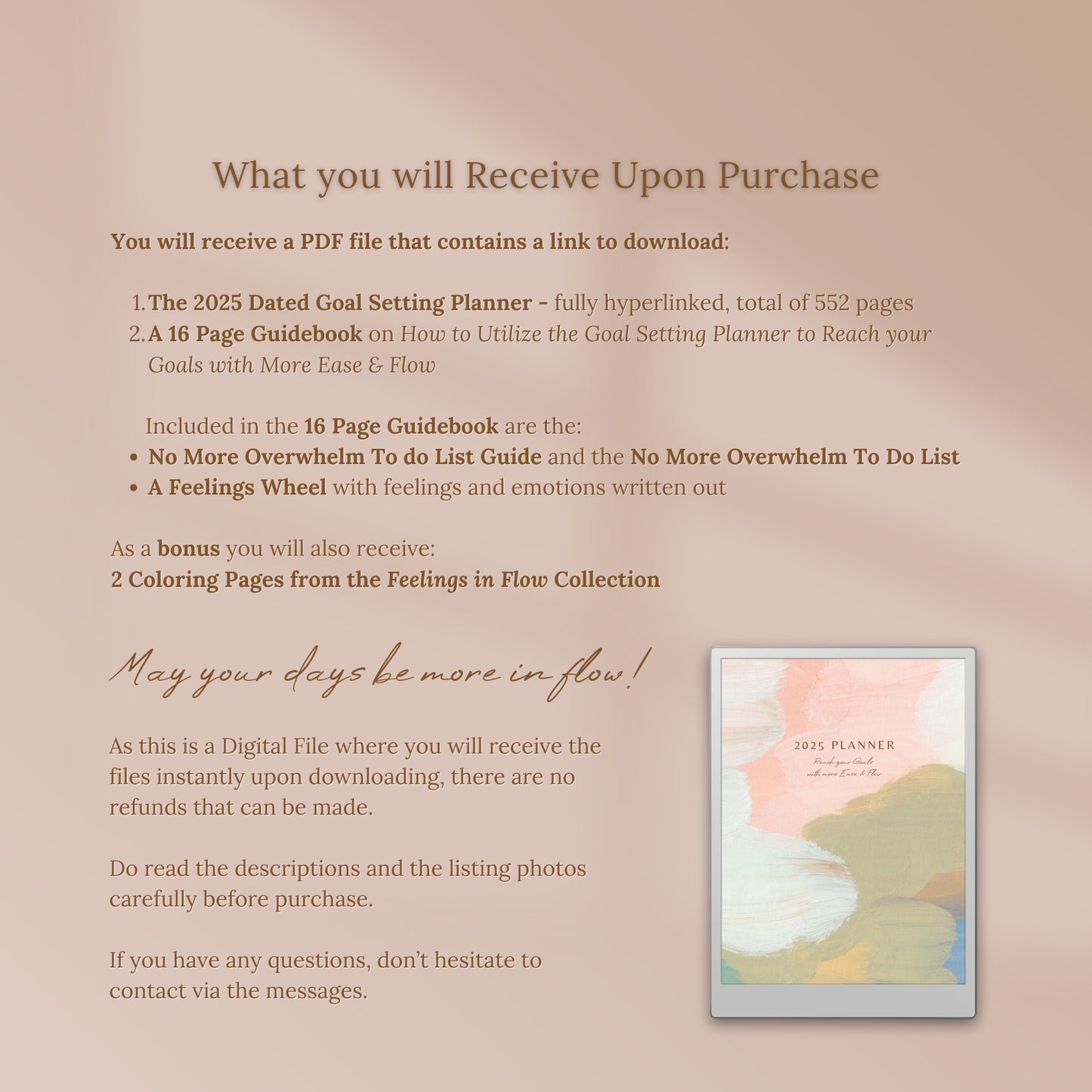 2025 Goals with Flow Digital Planner for reMarkable Paper Pro Tablet - Nature in Bloom Series