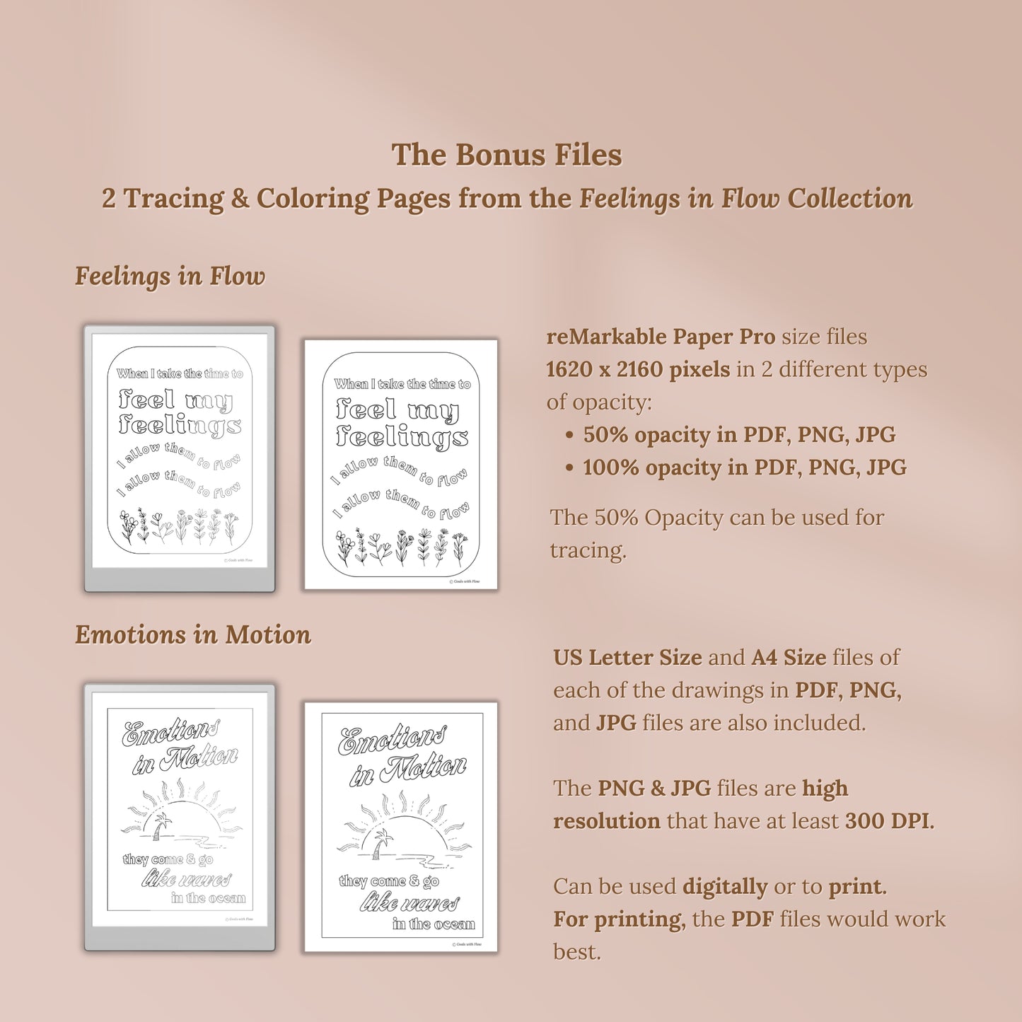 2025 Goals with Flow Digital Planner for reMarkable Paper Pro Tablet - Pink Blossom Series