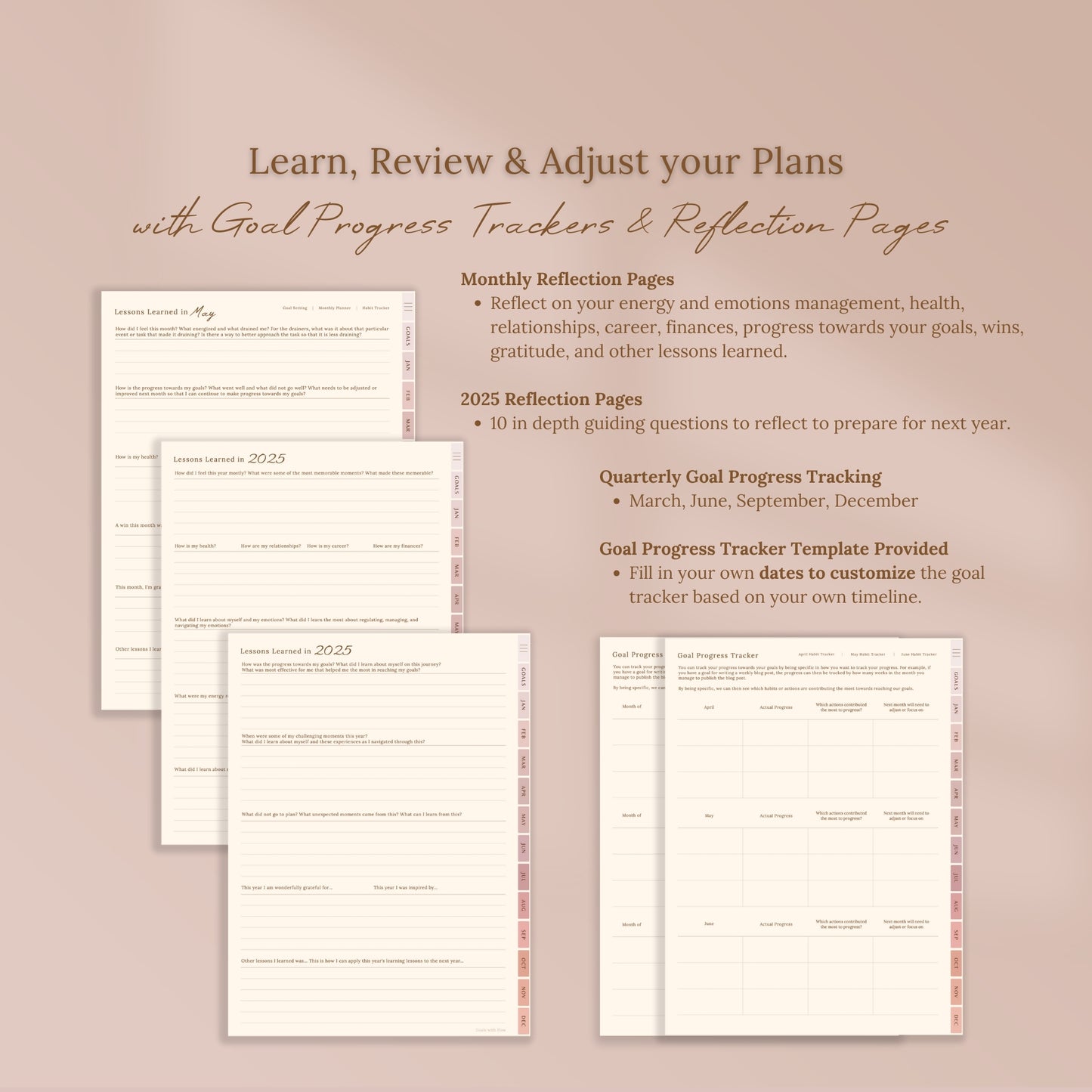 2025 Goals with Flow Digital Planner for reMarkable Paper Pro Tablet - Pink Blossom Series