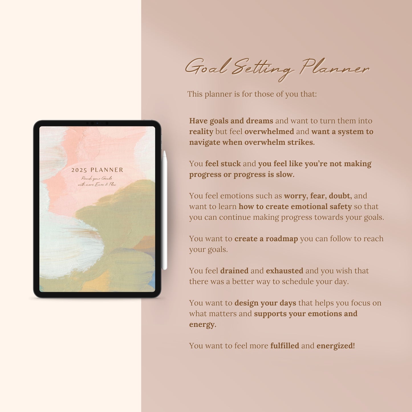 2025 Goals with Flow Digital Planner for iPad with Apple Google Calendar Links - Nature in Bloom Series