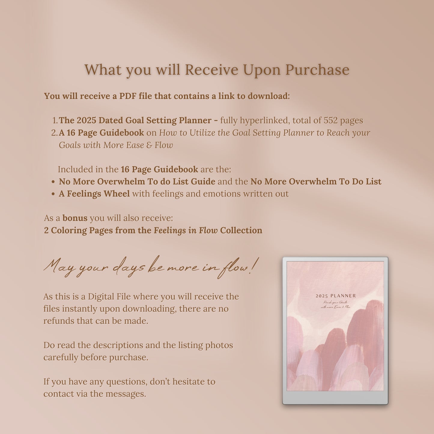 2025 Goals with Flow Digital Planner for reMarkable Paper Pro Tablet - Pink Blossom Series