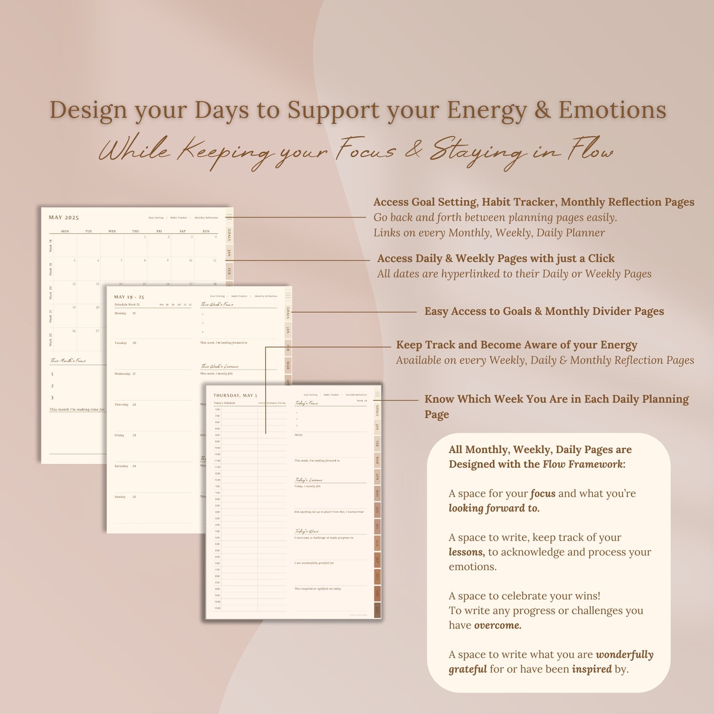 2025 Goals with Flow Digital Planner for reMarkable Paper Pro Tablet - Golden Dusk Series