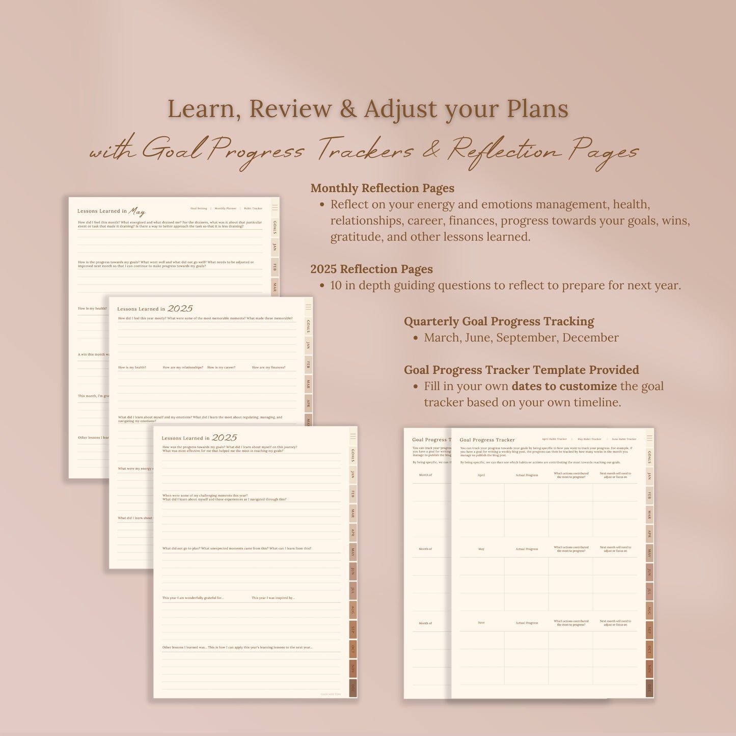 2025 Goals with Flow Digital Planner for reMarkable Paper Pro Tablet - Golden Dusk Series