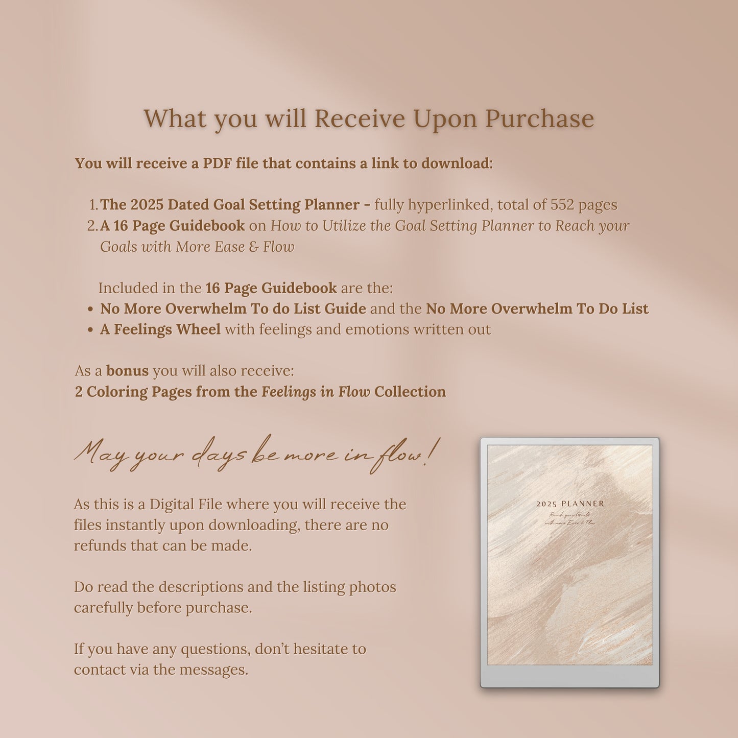 2025 Goals with Flow Digital Planner for reMarkable Paper Pro Tablet - Golden Dusk Series