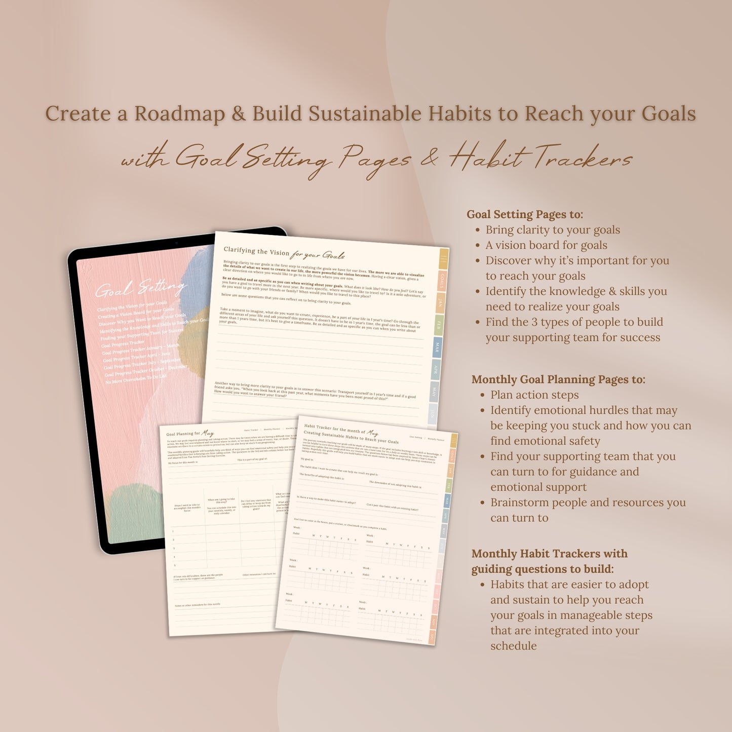 2025 Goals with Flow Digital Planner for iPad with Apple Google Calendar Links - Nature in Bloom Series