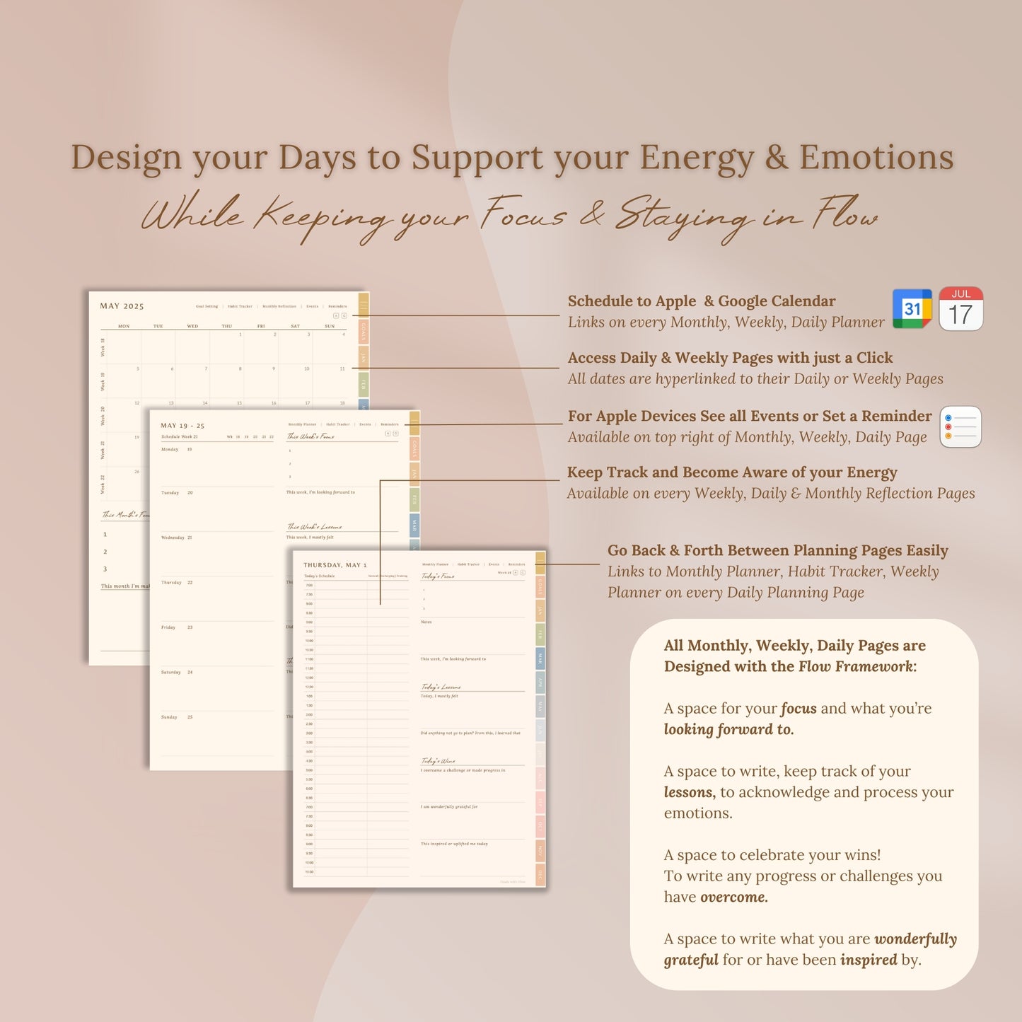 2025 Goals with Flow Digital Planner for iPad with Apple Google Calendar Links - Nature in Bloom Series