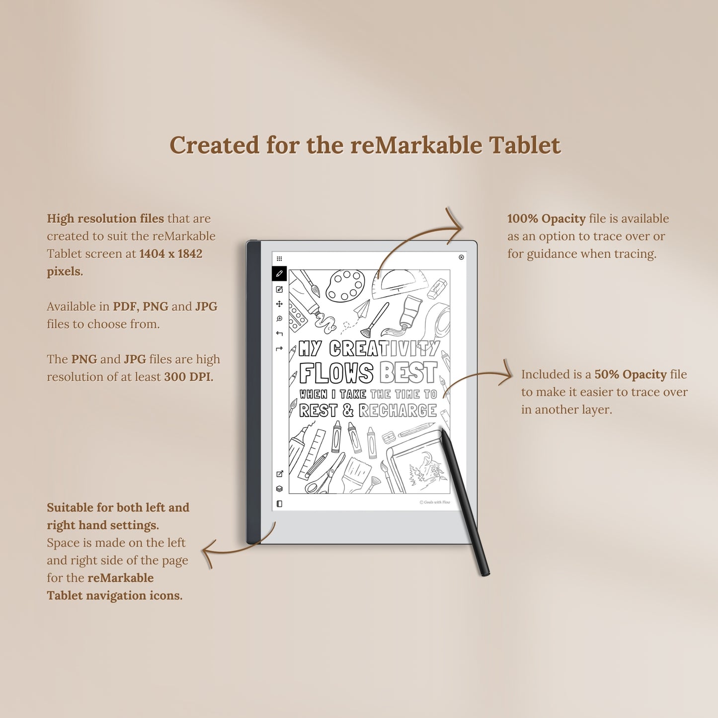 Creativity Flows Tracing Page - for reMarkable Tablet (Digital & Printable)