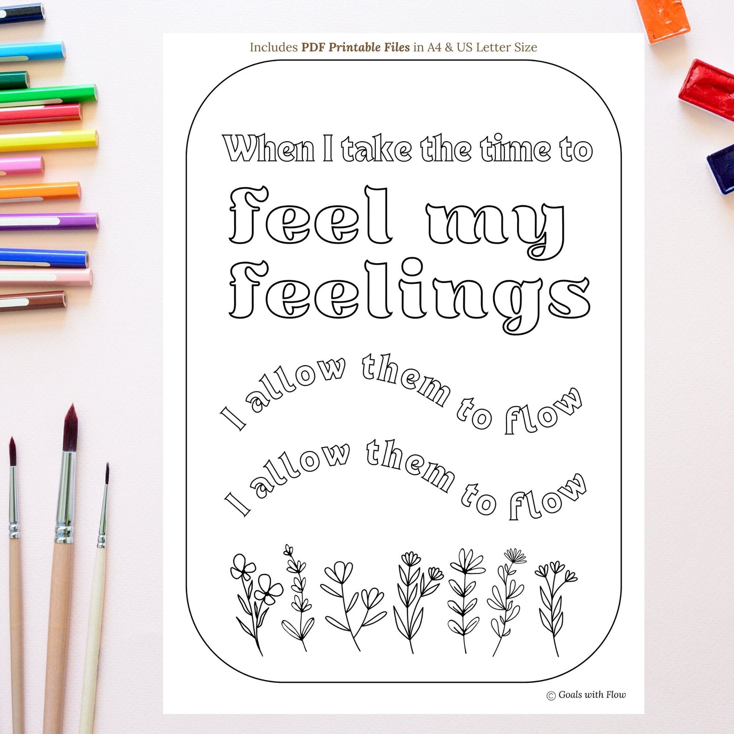 Flowers in Bloom / Feel my Feelings Tracing Page - for reMarkable Tablet (Digital & Printable)