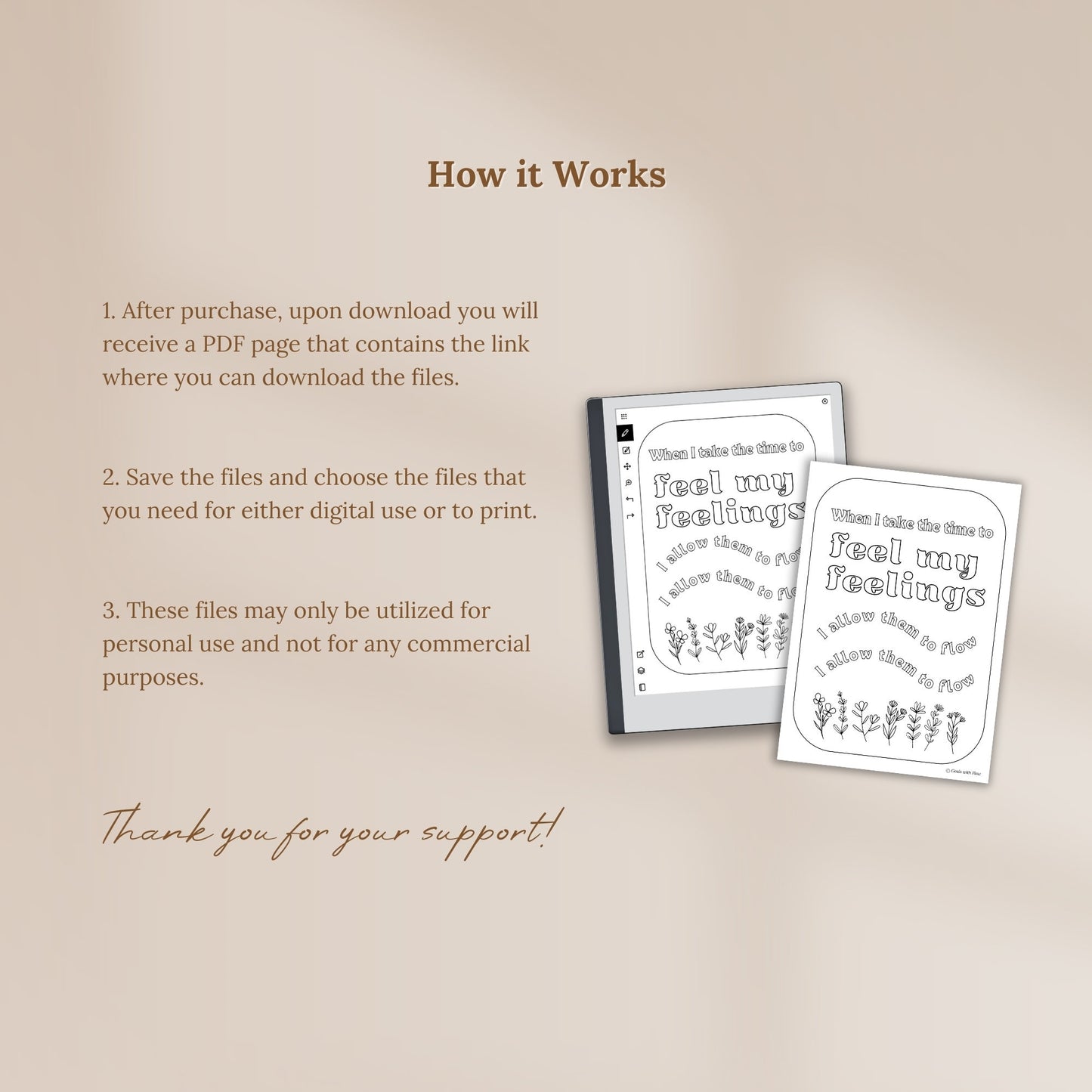 Flowers in Bloom / Feel my Feelings Tracing Page - for reMarkable Tablet (Digital & Printable)