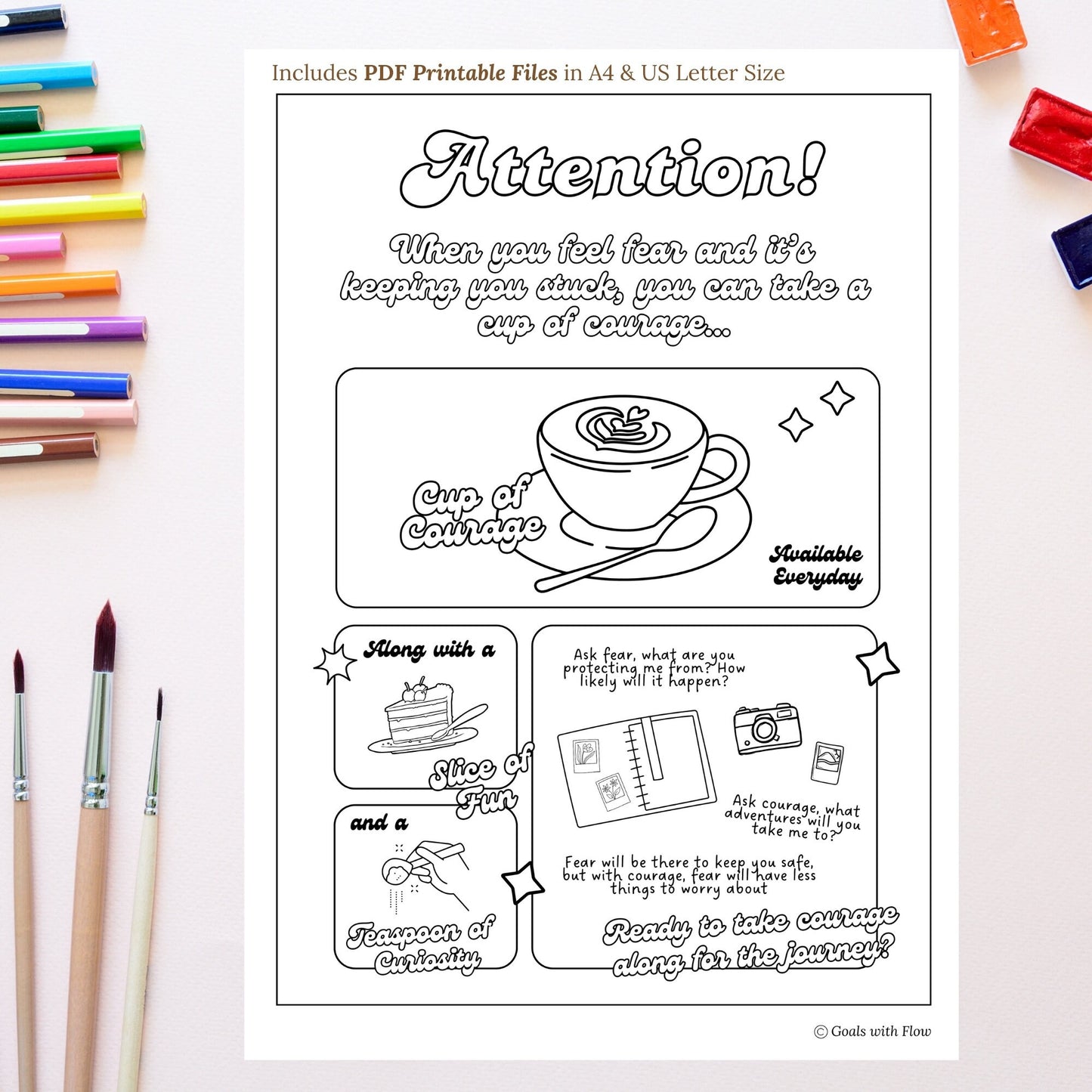 Cup of Courage Tracing Page - for reMarkable Tablet (Digital & Printable)