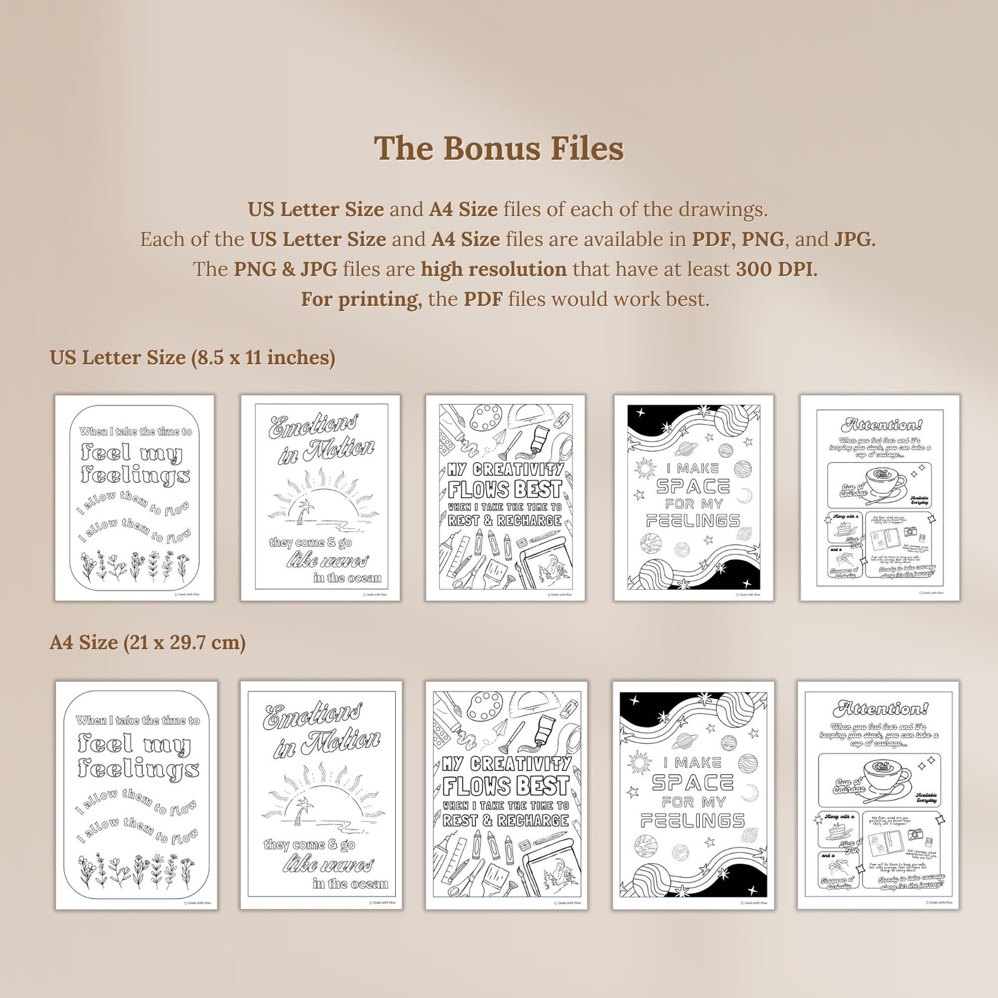 Feelings in Flow Set of 5 Tracing Pages - for reMarkable Tablet (Digital & Printable)