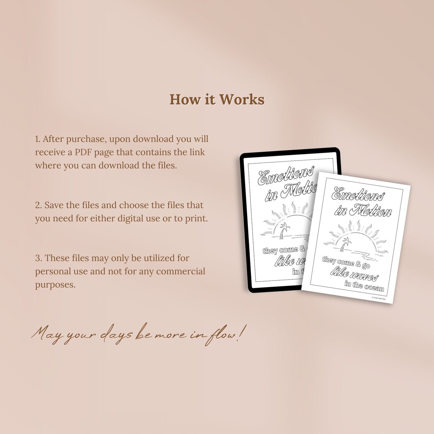 Summer Waves / Emotions in Motion Coloring Page - for Ipad (Digital & Printable)