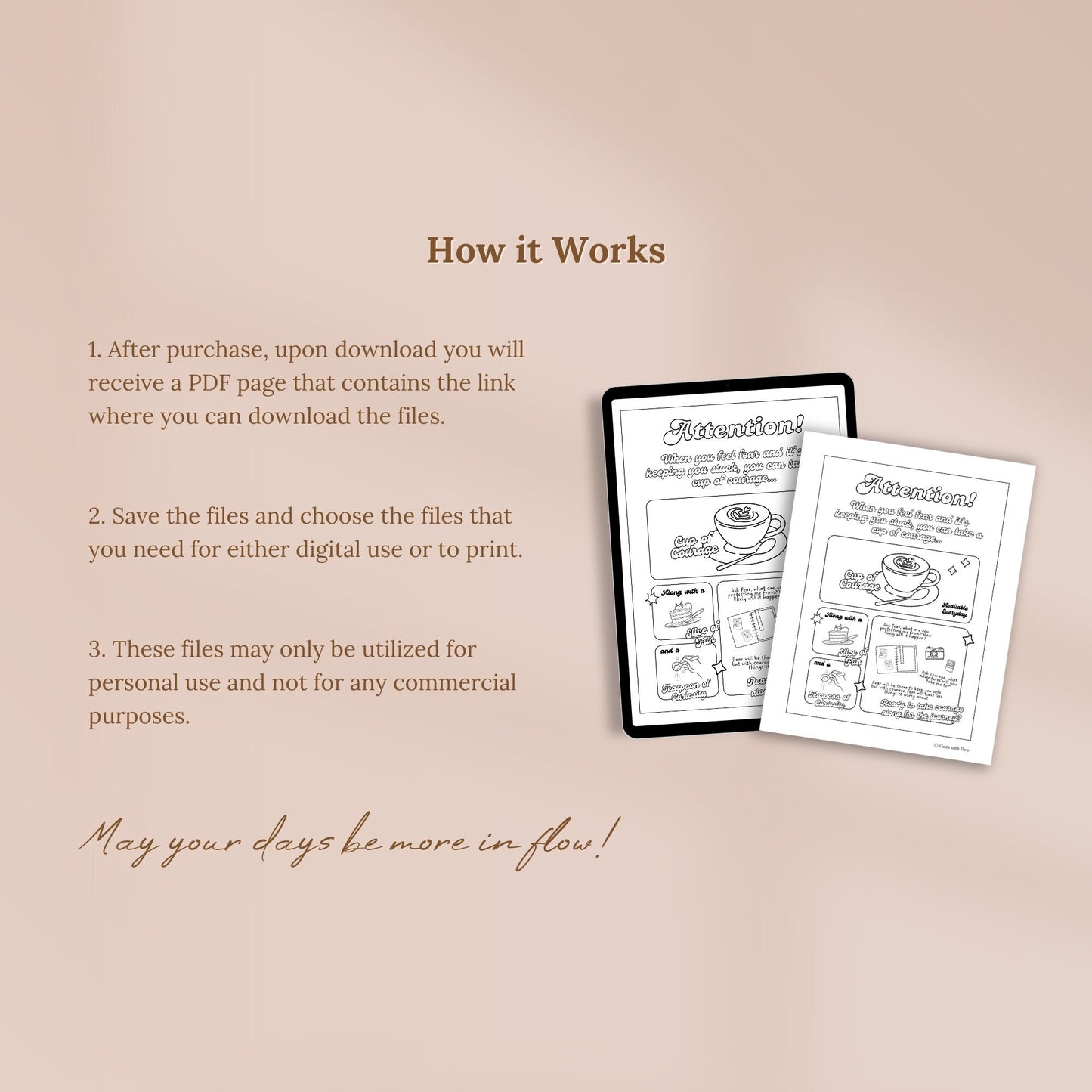 Cup of Courage Coloring Page - for Ipad (Digital & Printable)