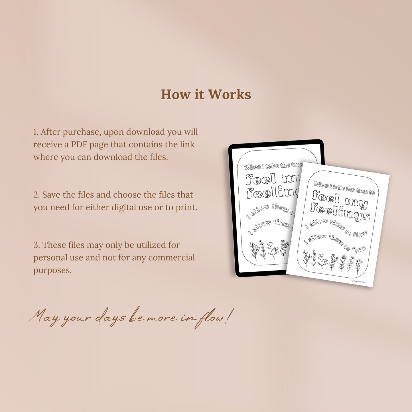 Feelings in Flow Set of 5 Coloring Pages - for Ipad (Digital & Printable)