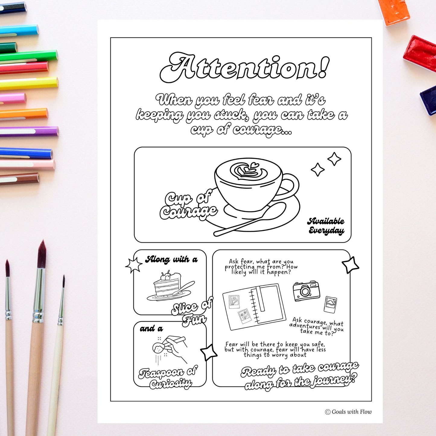 Cup of Courage Coloring Page - for Ipad (Digital & Printable)