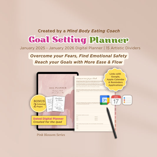 2025 Goals with Flow Digital Planner for iPad with Apple Google Calendar Links - Pink Blossom Series