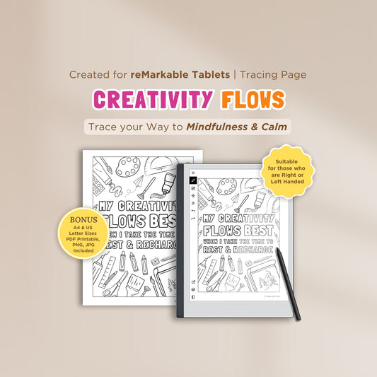 Creativity Flows Tracing Page - for reMarkable Tablet (Digital & Printable)