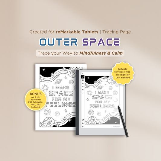 Outer Space / I Make Space for my Feelings Tracing Page - for reMarkable Tablet (Digital & Printable)