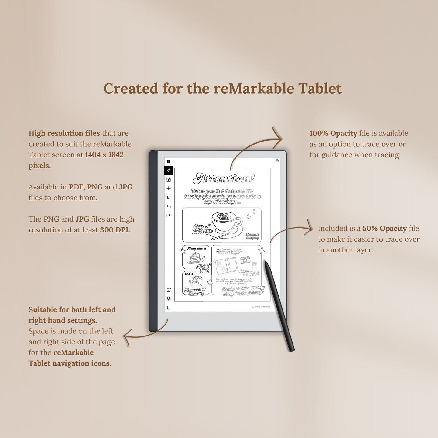 Cup of Courage Tracing Page - for reMarkable Tablet (Digital & Printable)