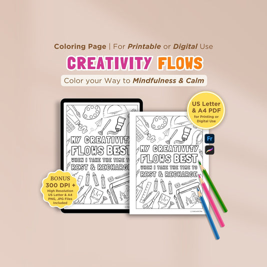 Creativity Flows Coloring Page - for Ipad (Digital & Printable)